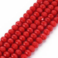 Brins de Perles en Verre Opaque Rouge, Facettées, Rondelle, 6x5mm — Perles à bijoux