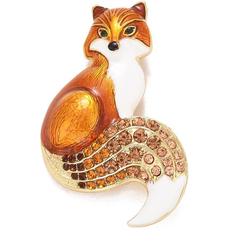 Broche Renard en Strass, Épinglette en Émail Alliage Animal — Broches