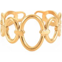 Ion Plating 304 Stainless Steel Open Oval Wrap Cuff Ring for Women