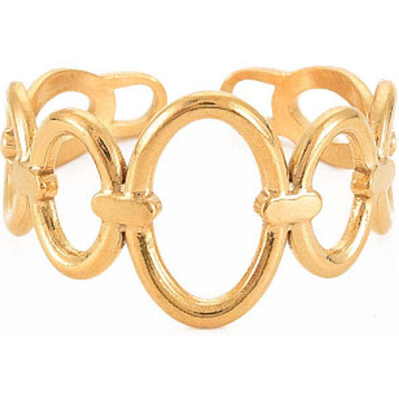 Ion Plating 304 Stainless Steel Open Oval Wrap Cuff Ring for Women — Costume Jewelry