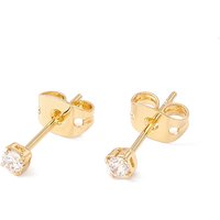 Tiny Clear Cubic Zirconia Square Stud Earrings - 18K Gold Plated — Costume Jewelry