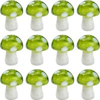 10Pcs Perles Champignon en Verre Soufflé Fait Main, Vert Jaune — Perles à bijoux