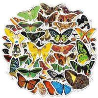 Waterproof PVC Adhesive Sticker Labels - Butterfly Pattern - 50pcs