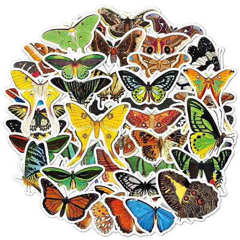 Waterproof PVC Adhesive Sticker Labels - Butterfly Pattern - 50pcs — Jewelry Making Tools