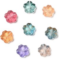 Transparent Glass Flower Beads, Mixed Colors, 13x13.5x6mm — Jewelry Beads