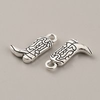 Tibetan Style Cowboy Boot Charms in Antique Silver