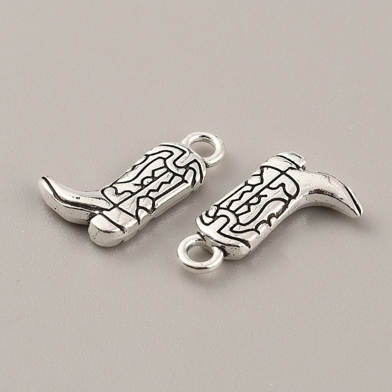 Tibetan Style Cowboy Boot Charms in Antique Silver — Charms & Pendants