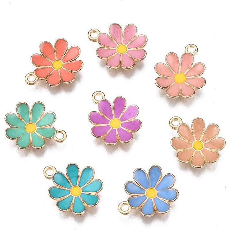 Pendentif en Émail Alliage, Fleur en Or Clair et Couleurs Mélangées — Breloques et pendentifs
