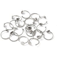 10Pcs Anneaux Cuff Ouverts en Acier Inoxydable, Base Ronde Plate — Accessoires pour bijoux