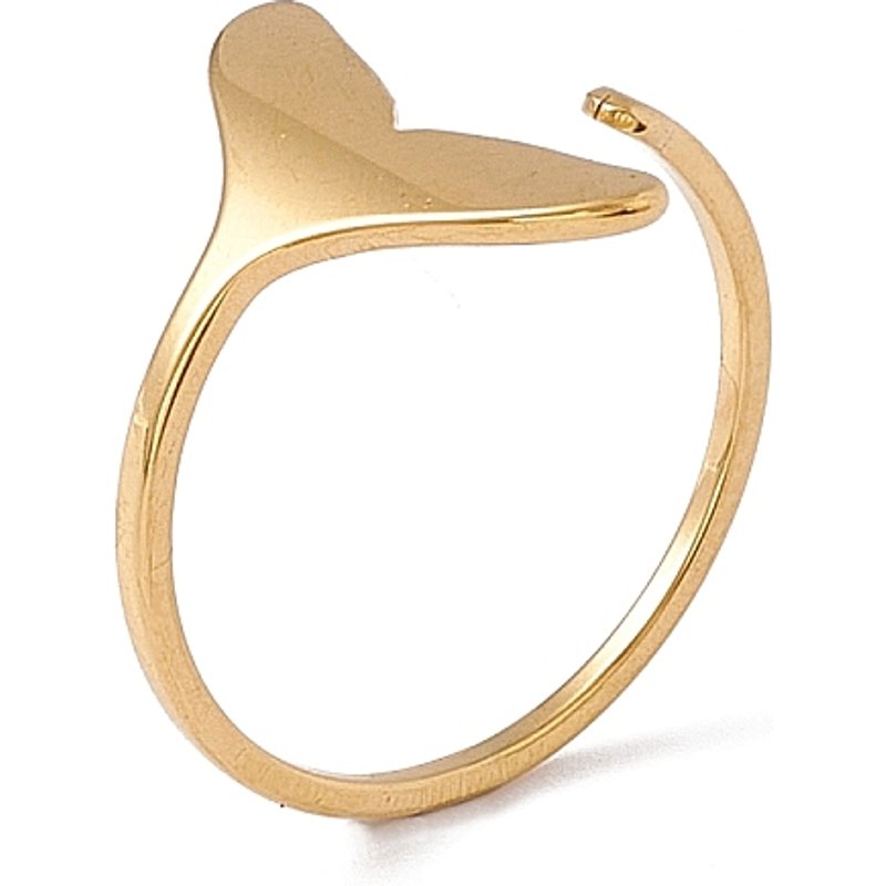 Bague ouverte en acier inoxydable 201 en forme de queue de baleine pour femmes — Bijoux fantaisie