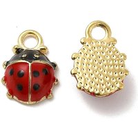 3D Ladybug Alloy Enamel Charms in Gold