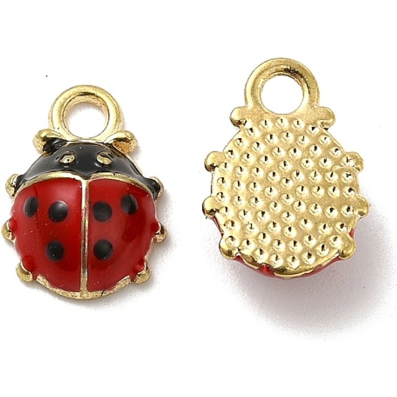 3D Ladybug Alloy Enamel Charms in Gold — Charms & Pendants