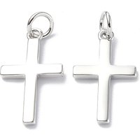 Brass Cross Charm Pendant with Jump Ring, Cadmium and Lead Free