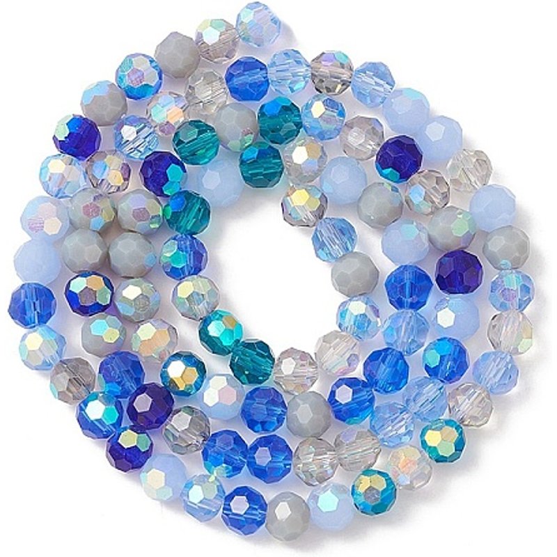Brins de perles en verre électroplaqué, facettées bleu royal, 100pcs — Perles à bijoux