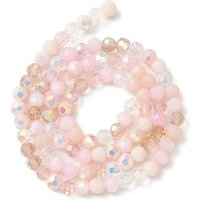 Electroplate Glass Beads Strands, Faceted Pink, 6x5mm, 100pcs