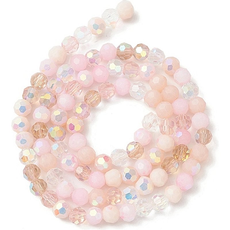 Brins de perles en verre électroplaqué, facettées, roses, 6x5mm, 100pcs — Perles à bijoux
