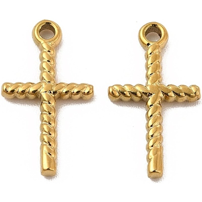 Pendentif en Acier Inoxydable 304 avec Plaquage Ionique, Charme Croix, Doré — Breloques et pendentifs