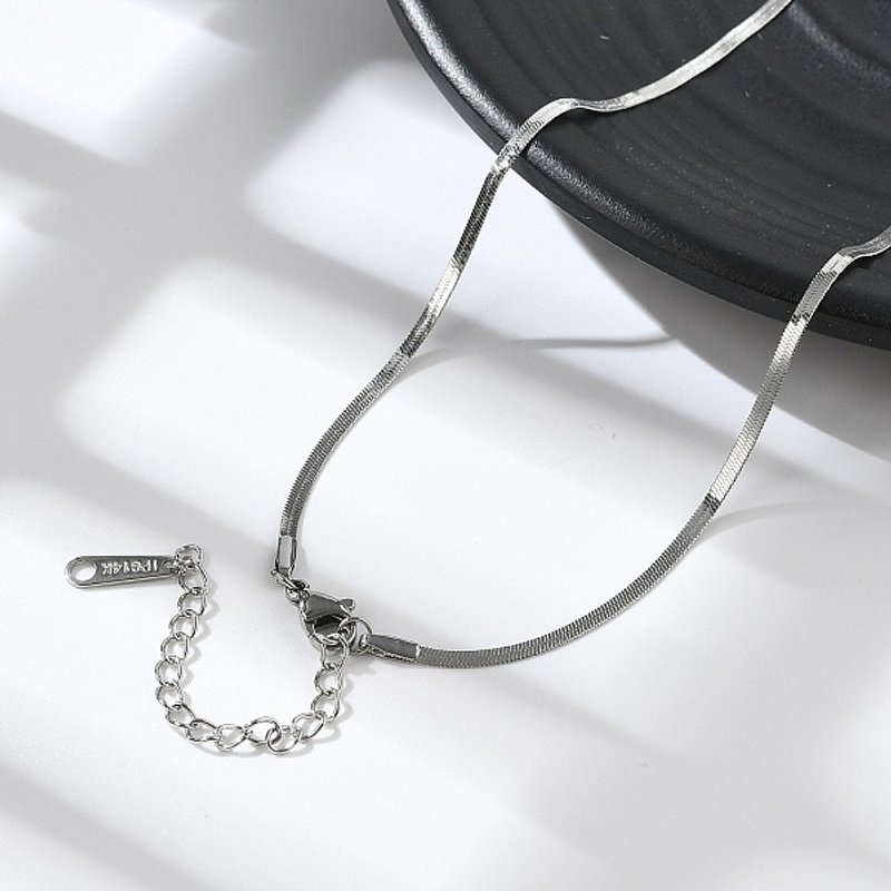 Collier Chaîne Herringbone en Acier Inoxydable 304 Non-Oxydable pour Femmes — Collier pendentif