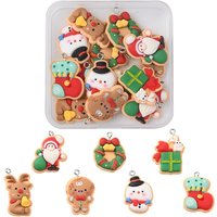 14Pcs Pendentifs Opaque en Résine sur le Thème de Noël avec Boucles en Fer — Breloques et pendentifs