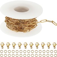Sunnyclue Chaîne en Acier Inoxydable de 16,4 Pieds avec Attaches et Anneaux — Outils de création de bijoux