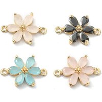 Brass Pave Cubic Zirconia Flower Connector Charms - 18K Gold Plated — Jewelry Findings