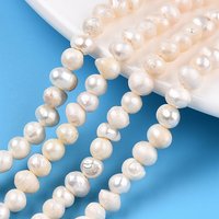 Fils de perles de culture d'eau douce naturelles, forme de pomme de terre, couleur coquillage — Perles à bijoux