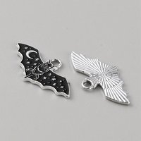 Pendentif en Émail Alliage, Charme de Chauve-Souris, Platine, 13.5x25.5mm — Breloques et pendentifs