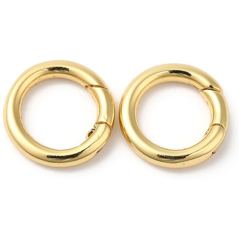 Brass Spring Gate Rings, Cadmium Free, 18K Gold Plated — Jewelry Findings