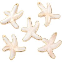 Charms Étoile de Mer en Coquille d'Eau Douce, Bord en Laiton Doré — Breloques et pendentifs