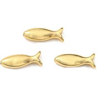 Brass Fish Beads, 18K Gold Plated, Lead Free, 15.5x5.8x3.5mm
