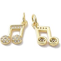Brass Micro Pave Cubic Zirconia Musical Note Pendant, 18K Gold Plated — Charms & Pendants