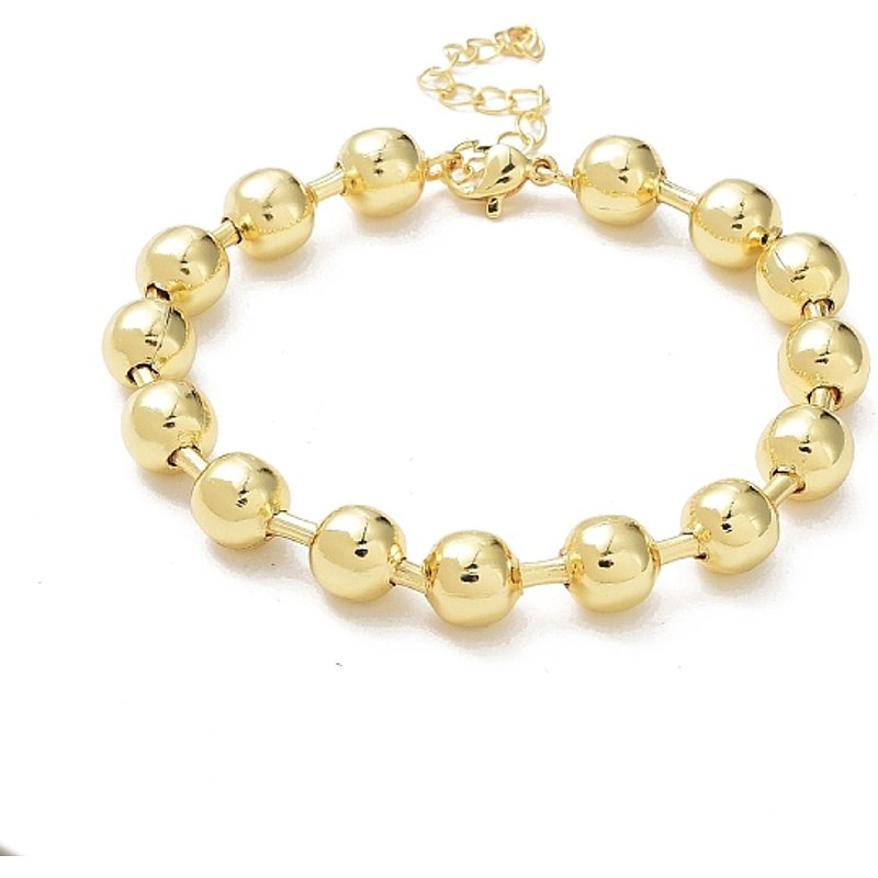 Bracelet en Chaîne à Boules en Laiton pour Femmes, Plaqué Or 18K — Bracelet Femme