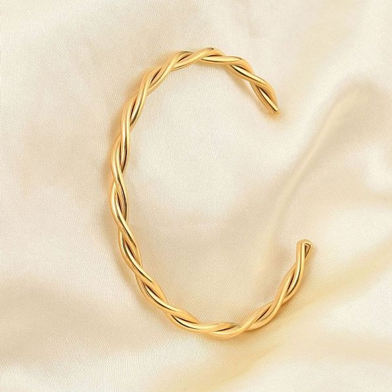 Ion Plating 304 Stainless Steel Twisted Rope Cuff Bangles — Bracelet Women