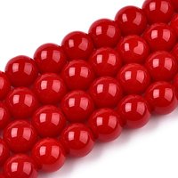 Red Opaque Solid Color Glass Beads Strands, Round, 8-8.5mm — Jewelry Beads