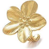 Bague ouverte en acier inoxydable 304 dorée, fleur, taille 7 1/4 — Bijoux fantaisie
