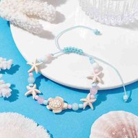 Starfish & Turtle Dyed Jade & Turquoise Braided Bead Bracelet