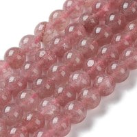 Brins de perles de quartz fraise naturel, ronds, 8mm, 43pcs — Perles à bijoux