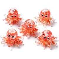 Handmade Bumpy Lampwork Beads Strands, Octopus, Red