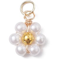 Charms en acrylique en forme de fleur avec anneau, blanc — Breloques et pendentifs