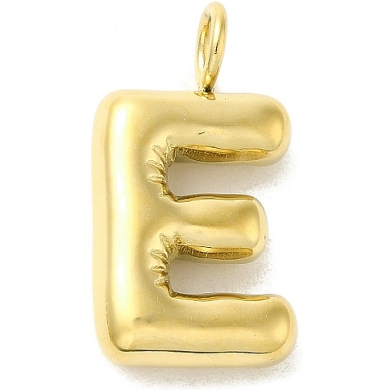 Charm en acier inoxydable 304 avec plaquage en or 14K, lettre E — Breloques et pendentifs
