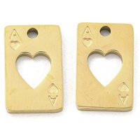Ion Plating 316L Surgical Stainless Steel Playing Card with Heart Charm — Charms & Pendants