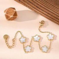 Flower Shell Link Chain Bracelet for Women in Golden Tone
