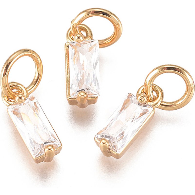 Brass Micro Pave Cubic Zirconia Charms with Jump Ring, 18K Gold Plated — Charms & Pendants