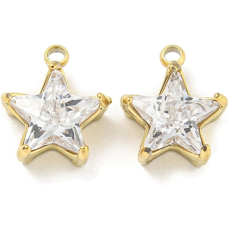 Charmes en acier inoxydable 304 plaqués or 18K avec zircon — Breloques et pendentifs