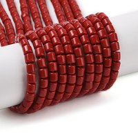 Dyed Synthetic Coral Beads Strands, Column, FireBrick, 4x4mm — Jewelry Beads