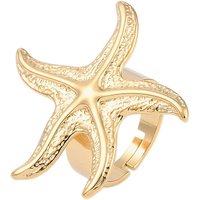 Bague ajustable en acier inoxydable 304 pour femmes, étoile de mer, plaqué or 18K — Bijoux fantaisie