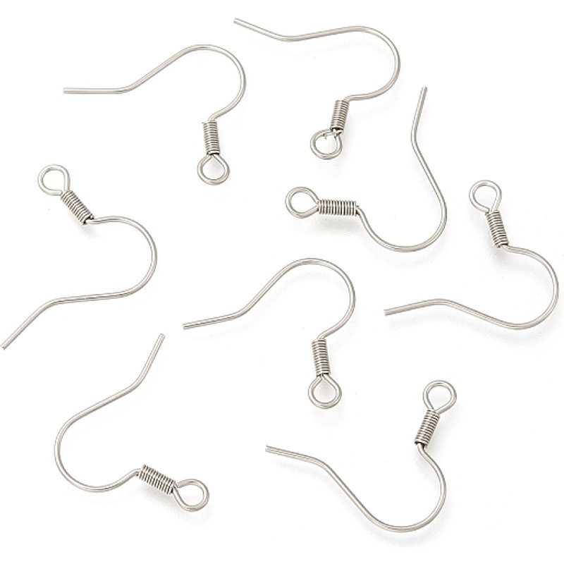 316 Surgical Stainless Steel Earring Hooks with Horizontal Loop — Jewelry Findings