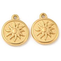 Pendentif rond plat en acier inoxydable 304 avec charme soleil