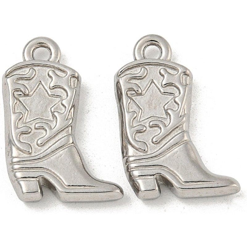 Non-Tarnish 304 Stainless Steel Boot Pendant with Star Charm — Charms & Pendants