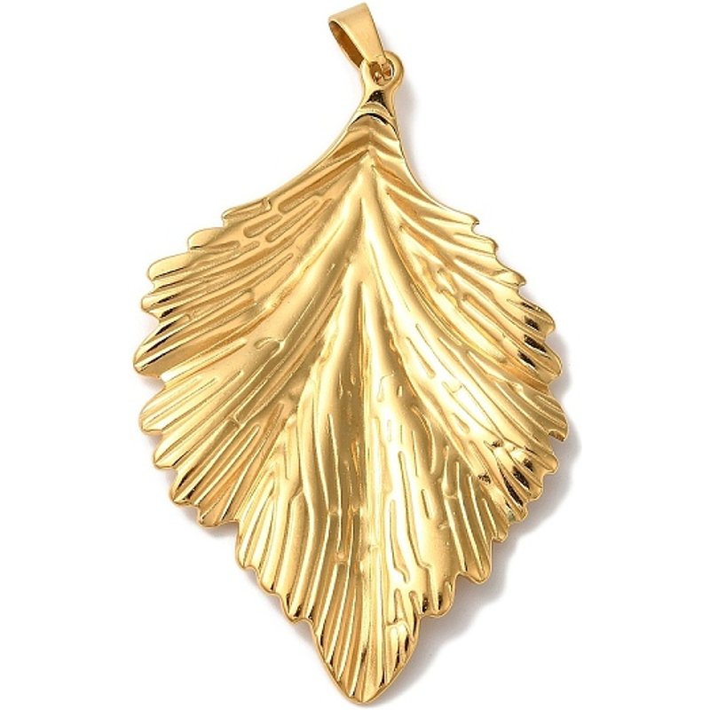 Pendentif en Acier Inoxydable 304 avec Plaquage Ionique - Feuille - Or — Breloques et pendentifs